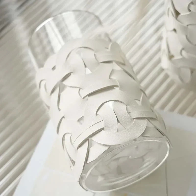 Woven Leather Glass Vase
